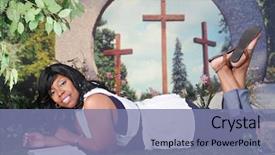  Presentation with giant trees - PPT layouts having she reads her bible background and a seafoam green colored foreground