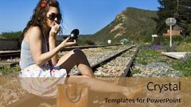  Presentation with train - Theme with she waits for the next background and a coral colored foreground