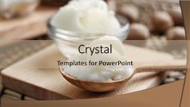  Presentation with butter - Audience pleasing PPT theme consisting of shea butter in spoon backdrop and a soft green colored foreground