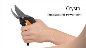  Presentation with garden - Cool new slide set with shear - garden scissors in hand isolated backdrop and a  colored foreground