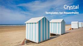  Presentation with beach - Colorful presentation enhanced with shed - striped beach cabins at hardelot-plage backdrop and a teal colored foreground