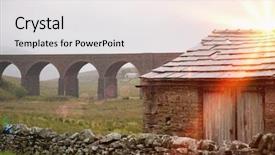  Presentation with old england - Presentation theme consisting of shed and viaduct yorkshire dales background and a light gray colored foreground