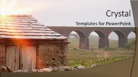  Presentation with old england - Audience pleasing slides consisting of shed and viaduct yorkshire dales backdrop and a light gray colored foreground