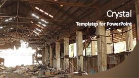  Presentation with furnace - Slide set with shedding past - abandoned industrial furnace background and a wine colored foreground