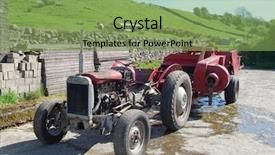  Presentation with old farm - Beautiful theme featuring close-up of old tractor backdrop and a seafoam green colored foreground