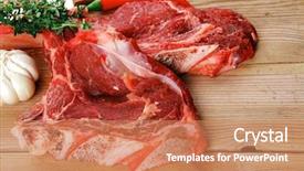  Presentation with ribs - Audience pleasing theme consisting of sheep cows - fresh spare ribs raw lamb backdrop and a coral colored foreground