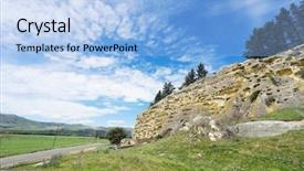  Presentation with clear sunny day rural landscape - Slides featuring sheep cows - pasture in summer sunny day background and a  colored foreground