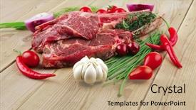  Presentation with boned t bone steak cow - Amazing theme having sheep cows - raw meat boned fresh lamb backdrop and a coral colored foreground