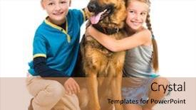  Presentation with shepherd sheep - Presentation theme with sheep dogs - happy children with a shepherd background and a coral colored foreground