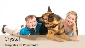  Presentation with shepherd sheep - Audience pleasing presentation consisting of sheep dogs - happy children with a shepherd backdrop and a coral colored foreground