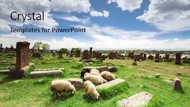  Presentation with cemetery - Theme featuring sheep graze in noratus cemetery background and a light blue colored foreground