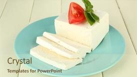  Presentation with tomato - PPT layouts featuring sheep milk cheese with basil background and a cream colored foreground