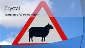  Presentation with black road - PPT theme having sheep road warning sign background and a light blue colored foreground
