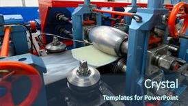  Presentation with industrial machine - Audience pleasing theme consisting of sheet metal - industrial machine backdrop and a ocean colored foreground