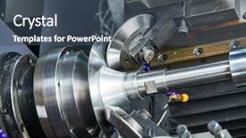  Presentation with metal forming - Colorful slide set enhanced with sheet metal forming processes spinning backdrop and a ocean colored foreground