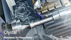  Presentation with metal forming - PPT theme with sheet metal forming processes spinning background and a gray colored foreground