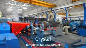  Presentation with sheet industry - Colorful theme enhanced with sheet metal industry - industrial machine in a factory backdrop and a ocean colored foreground