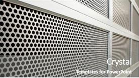  Presentation with steel - Audience pleasing presentation consisting of sheet metal industry - perforated steel garage security door backdrop and a gray colored foreground