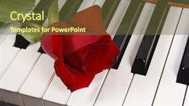  Presentation with sheet music - Cool new PPT layouts with sheet music with rose piano backdrop and a tawny brown colored foreground
