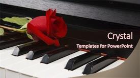  Presentation with sheet music - Presentation design having sheet music with rose piano background and a wine colored foreground