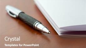  Presentation with pen - Cool new presentation theme with sheet of paper and pen backdrop and a coral colored foreground