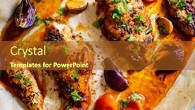  Presentation with barbecue - Cool new slides with sheet-pan-barbecue-chicken-breasts backdrop and a tawny brown colored foreground