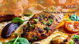  Presentation with barbecue - Audience pleasing PPT layouts consisting of sheet-pan-barbecue-chicken-breasts backdrop and a gold colored foreground