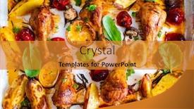  Presentation with barbecue - Amazing slide set having sheet-pan-barbecue-chicken-drumsticks backdrop and a gold colored foreground