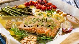  Presentation with garlic - Presentation design consisting of sheet-pan-dinner-roasted-salmon background and a  colored foreground