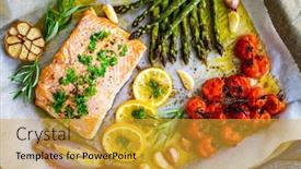  Presentation with asparagus - Presentation enhanced with sheet-pan-dinner-roasted-salmon background and a gold colored foreground