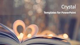  Presentation with shape heart - PPT theme having sheets of book curved background and a gray colored foreground