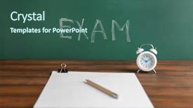  Presentation with alarm - Presentation design enhanced with sheets of paper and word background and a  colored foreground