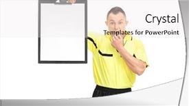  Presentation with football referee - Presentation design with sheets soccer - angry football referee background and a white colored foreground