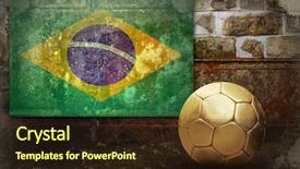 Presentation with flag - PPT theme featuring sheets soccer - grunge flag of brasil background and a wine colored foreground