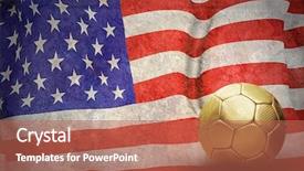  Presentation with usa - PPT theme featuring sheets soccer - grunge flagof usa and ball background and a  colored foreground
