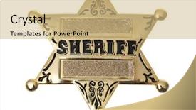  Presentation with sheriff - Slides with shefiff - gold sheriff's badge on white background and a coral colored foreground