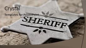  Presentation with sheriff - Presentation theme enhanced with shefiff - sheriff star isolated on black background and a light gray colored foreground