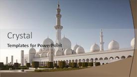  Presentation with uae zayed grand mosque - Audience pleasing presentation theme consisting of sheikh-zayed-grand-mosque-abu backdrop and a light gray colored foreground
