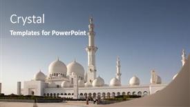  Presentation with uae zayed grand mosque - Amazing PPT theme having sheikh zayed grand mosque abu backdrop and a ocean colored foreground