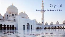  Presentation with abu dhabi - Beautiful slide set featuring sheikh-zayed-grand-mosque-abu backdrop and a sky blue colored foreground