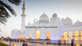  Presentation with uae zayed grand mosque - Colorful PPT theme enhanced with sheikh zayed grand mosque backdrop and a sky blue colored foreground