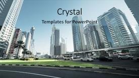  Presentation with zayed - Theme enhanced with sheikh zayed road dubai uae background and a light blue colored foreground