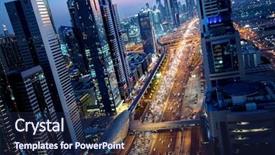  Presentation with zayed - Presentation featuring sheikh zayed road in sunset background and a navy blue colored foreground