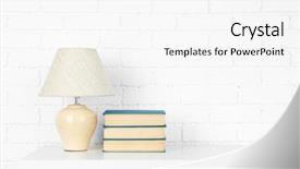  Presentation with brick wall - Beautiful PPT layouts featuring shelf with books and lamp backdrop and a  colored foreground