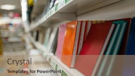  Presentation with nobody - Amazing PPT theme having shelf with datebooks in stationery backdrop and a coral colored foreground