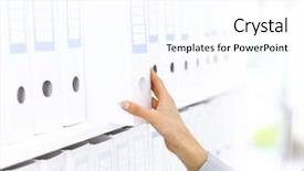  Presentation with file folder - Cool new presentation design with shelf with folders for documents backdrop and a white colored foreground