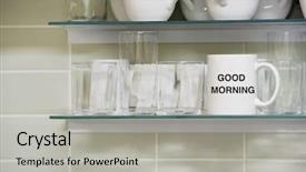  Presentation with good morning couple bed - Slide deck with shelf with good morning text background and a  colored foreground