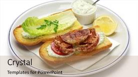  Presentation with crab shell - PPT layouts with shell crab po boy cajun background and a coral colored foreground