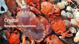  Presentation with crabs - Colorful slide deck enhanced with shell fish - crabs shrimps on charcoal grill backdrop and a red colored foreground