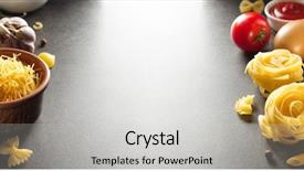  Presentation with pasta - Beautiful slide set featuring shell oil - pasta and food ingredient backdrop and a light gray colored foreground